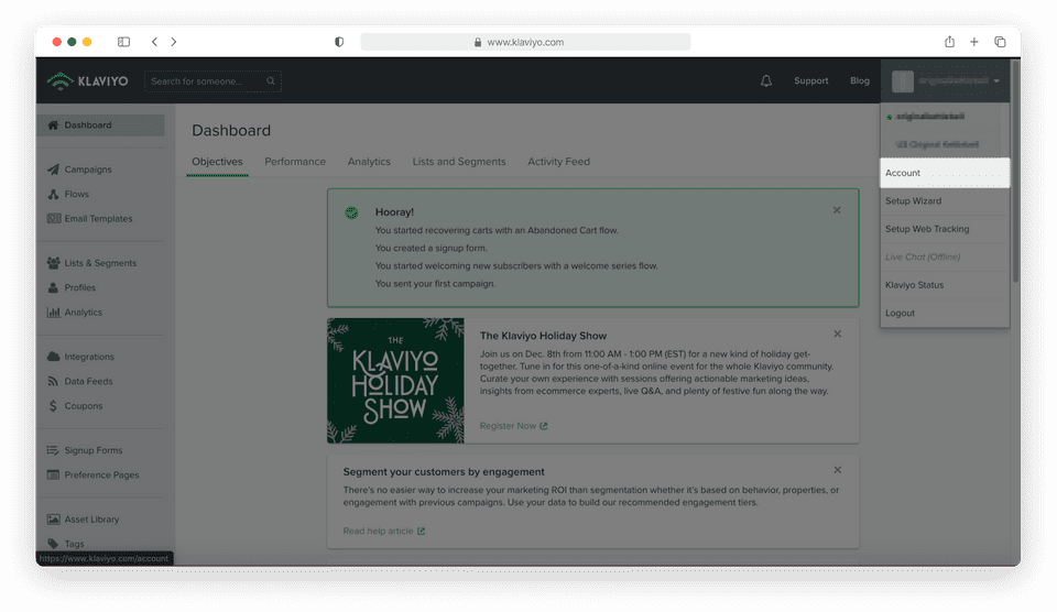 Select "Account" from account dropdown