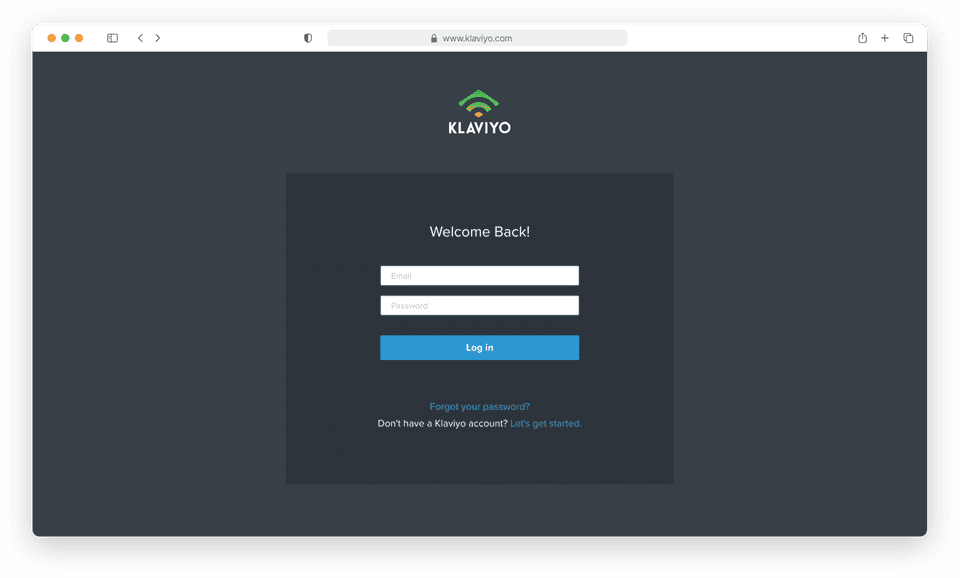 Log in to Klaviyo